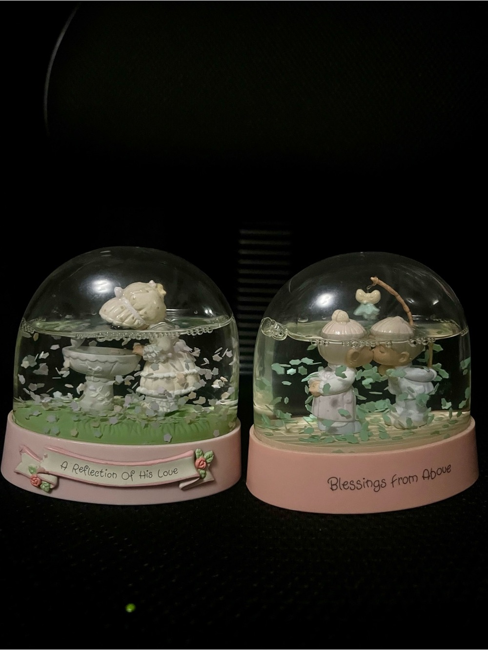 Vintage 1991 Precious Moments Enesco Water Globes Set of 2